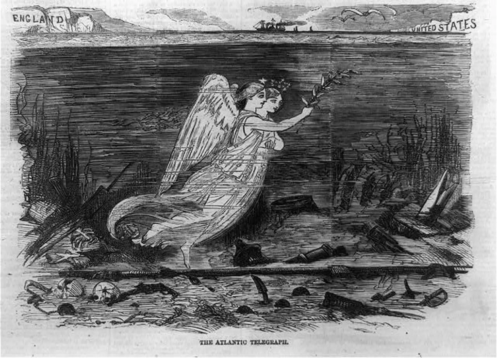 Victorian picture of the laying of the transatlantic cable
